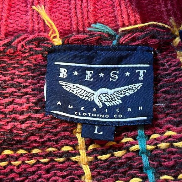 Best American Clothing Co. Sweater Mens Red Plaid L Large Ramie Cotton Blend - Picture 4 of 6